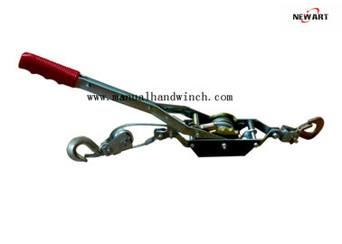 China Wavy Rubber Transmission Line Tool Handle Hand Winch Cable Puller 1T Single Gear Double Steel Hooks supplier