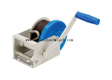 China Carbon Steel 500kg Dacromet Pawl Small Hand Winch , 50mm Drum Manual Boat Winch supplier