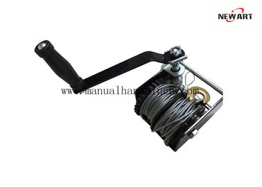 China 680kg Black Power Coated Worm Hand Winch , Two Cables Worm Gear Boat Winch supplier