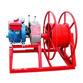 China 5 Ton 30 KN Belt Drive Recovery Wire Take Up Machine / Diesel Gasoline Engine Big Drum Traction Cable Pulling Winch supplier